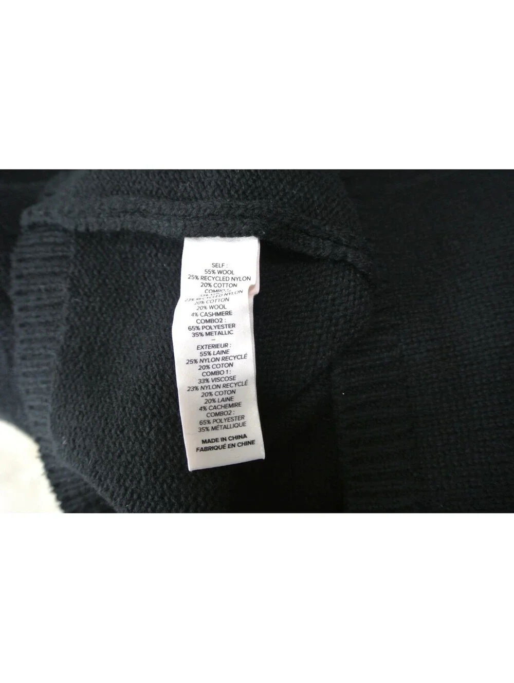 NEW, Cinq A Sept Heritage Rose Issa Wool Blend Crop Sweater Black Sz S #S7726